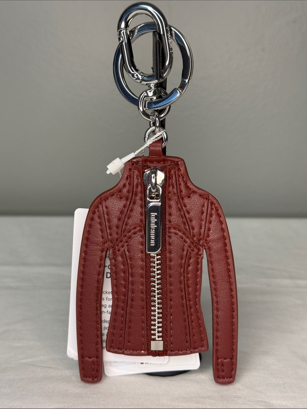 Lululemon Define Jacket Keychain Cranberry Silver NWT Carabiner Bag Charm - Picture 1 of 6